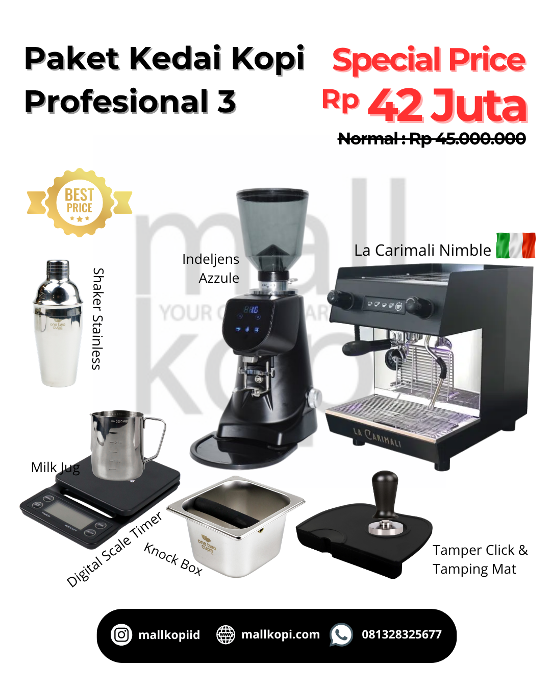 Paket Kedai Kopi Profesional La Carimali Nimble dan Azzule