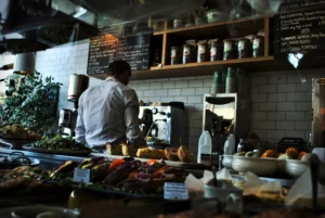 Barista making coffee
